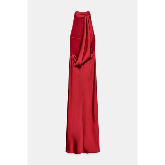 ZARA LONG SATIN HALTER DRESS - Picture 6 of 7
